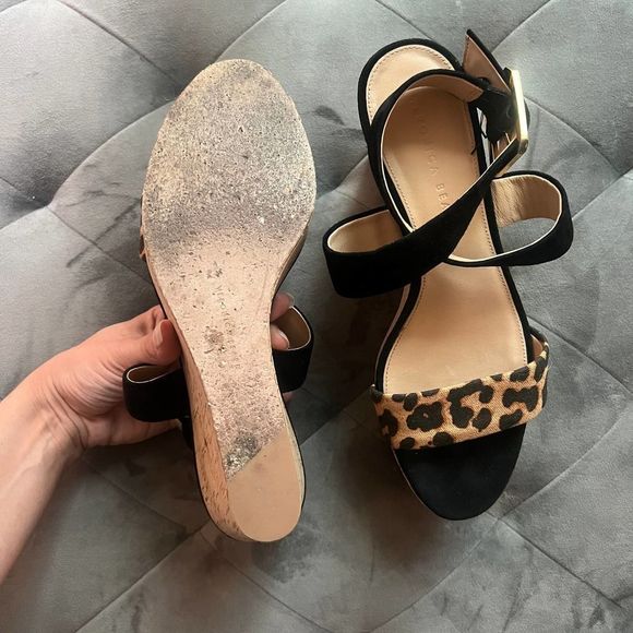 Veronica Beard Hurley Leopard Print Platform Wedge Sandals Size 8.5 - Picture 9 of 9
